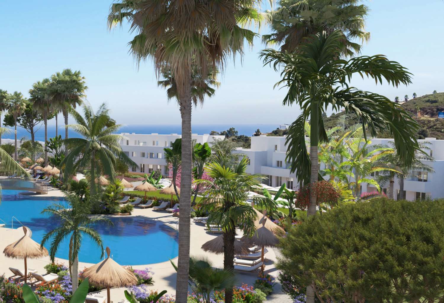 Erdgeschosswohnung mit Garten und Blick auf das Meer und den Golfplatz - Costa del Sol